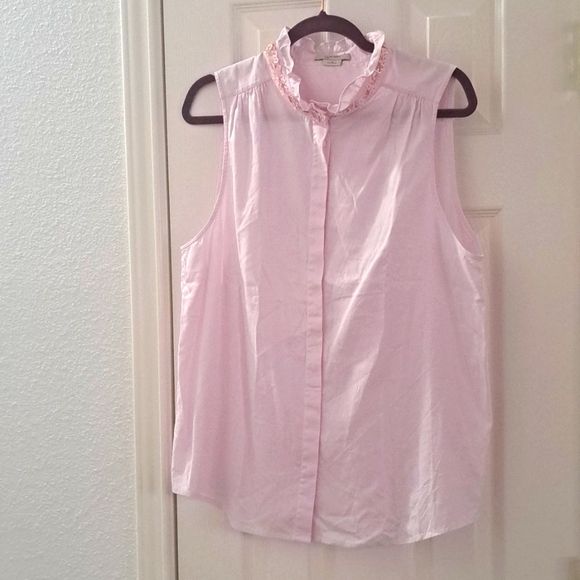 W by Worth  Pale Pink 100 Percent Cotton Blouse Sz 14 - Picture 1 of 8